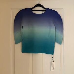 Issey Miyake Me gradation round neck half sleeve pleated top